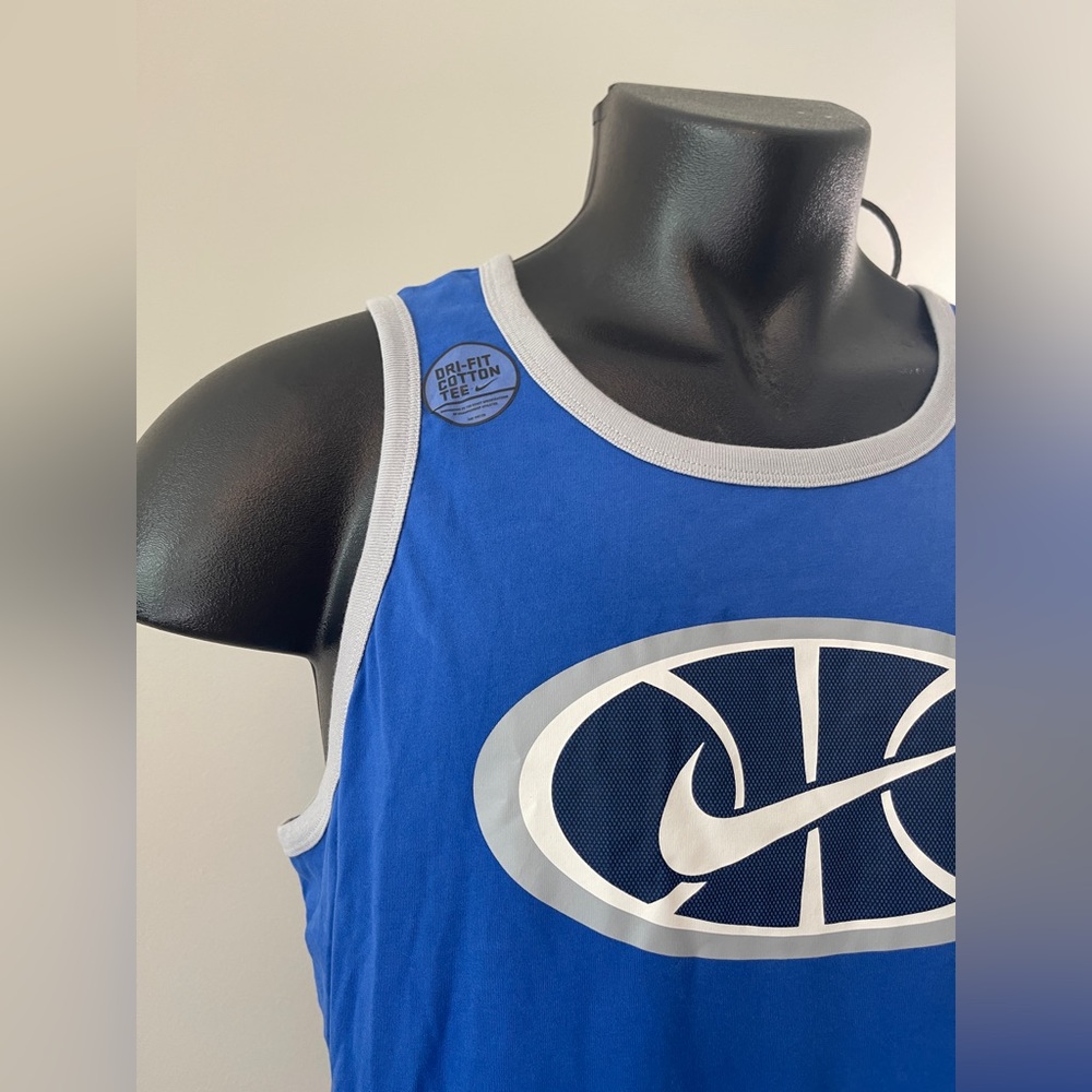 Nike Dri Cotton Basketball Tank Top, CT6119-480 Blue/Grey, Men’s Size XL - Picture 5 of 8